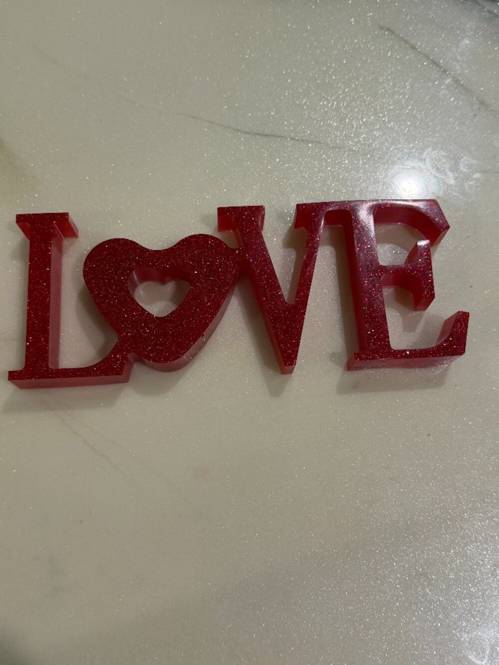 Red Glitter LOVE Resin Decor